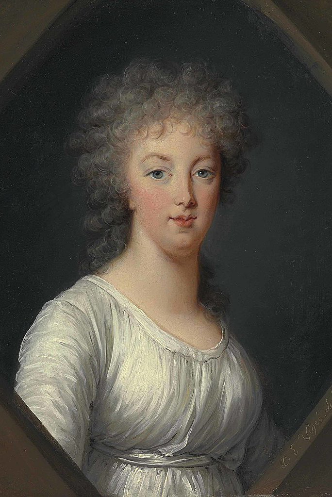 Marie Antoinette pictata purtand rochia-camasa