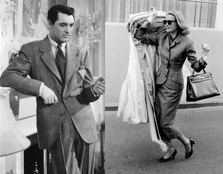 Cary Grant si Grace Kelly purtand carouri