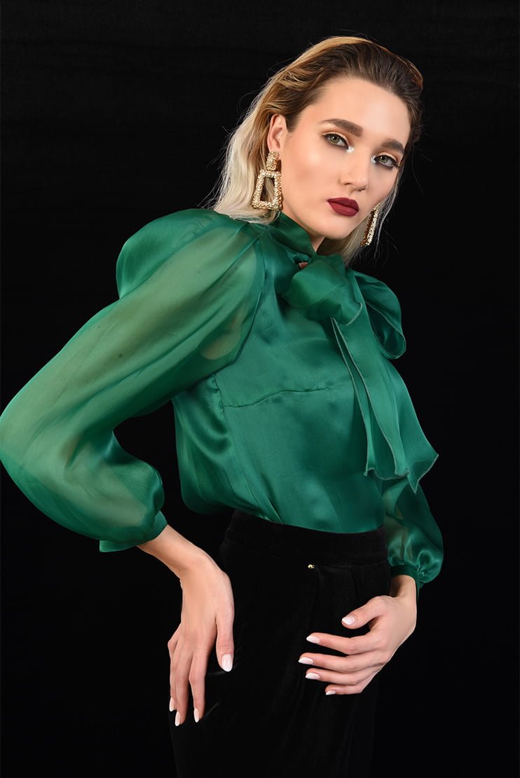 Bluza de seara din matase verde