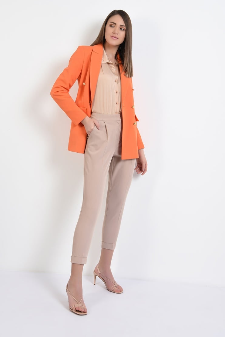 Blazer orange cu nasturi aurii