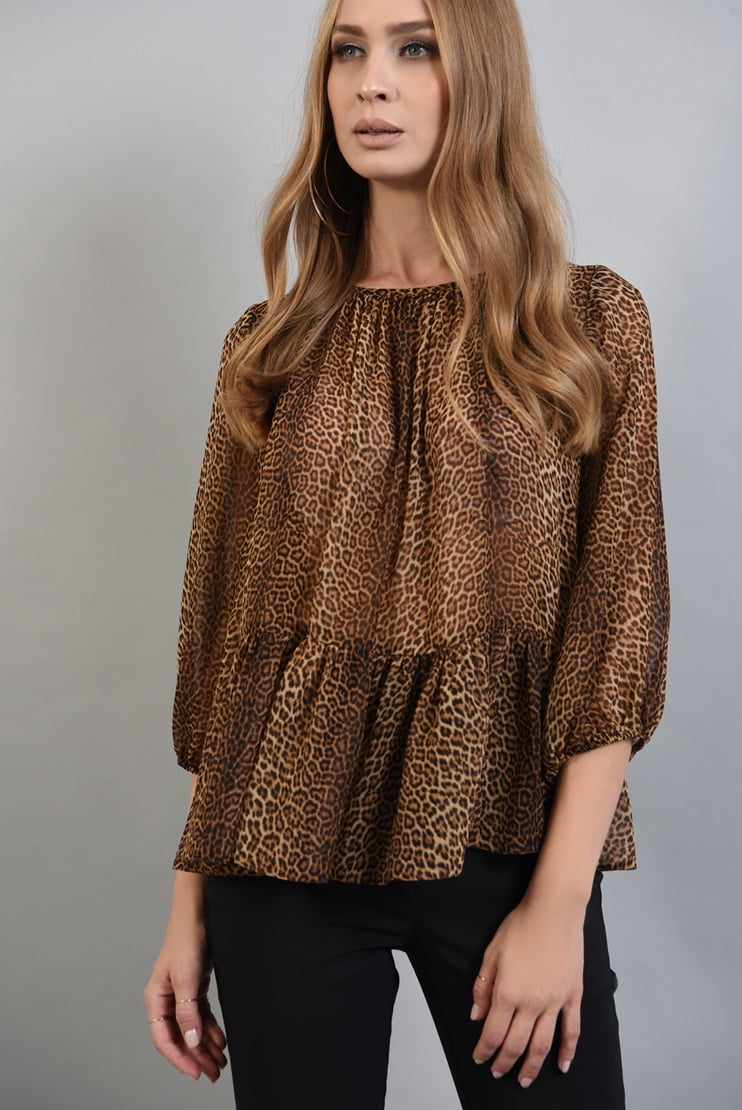 Bluza din voal cu print leopard