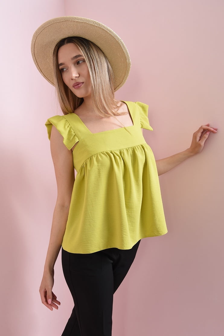 Bluza lime cu decolteu patrat