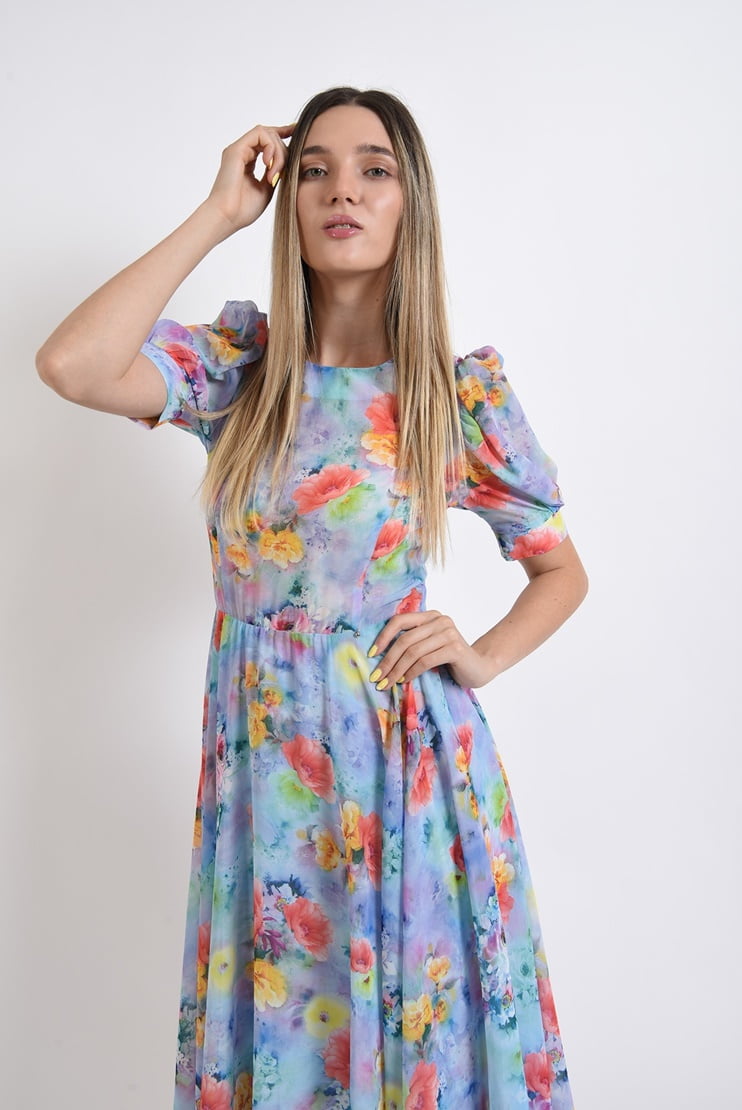 Rochie midi din voal floral