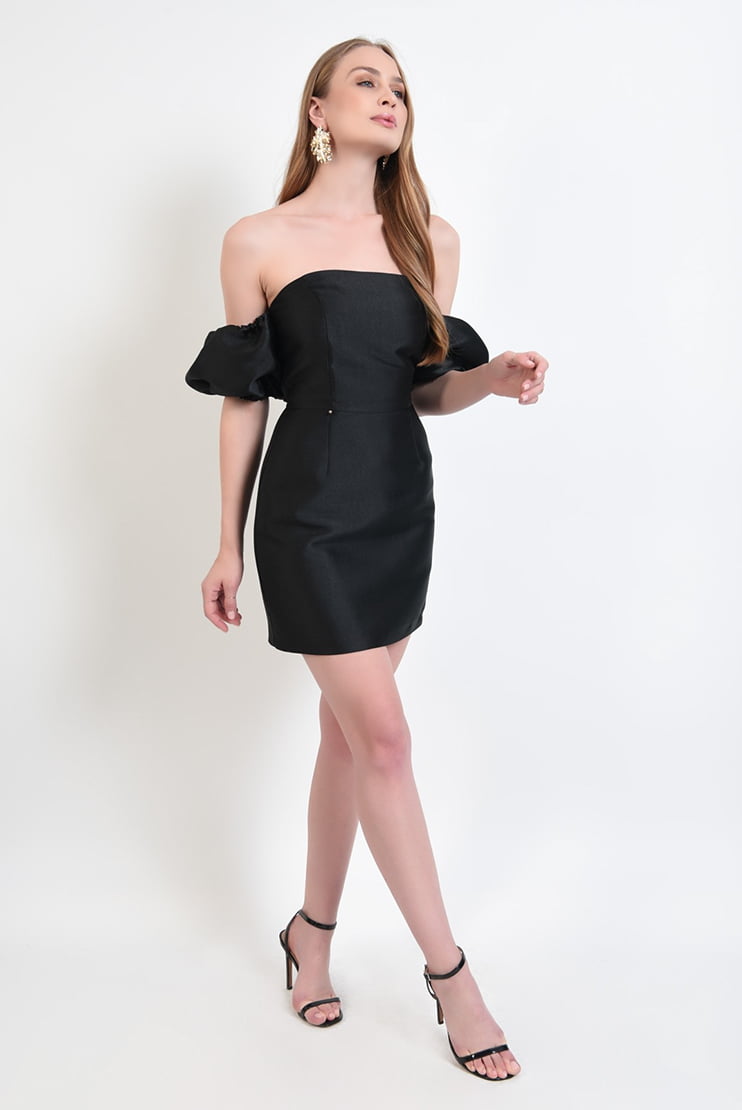 Rochie mini cambrata cu maneci bufante